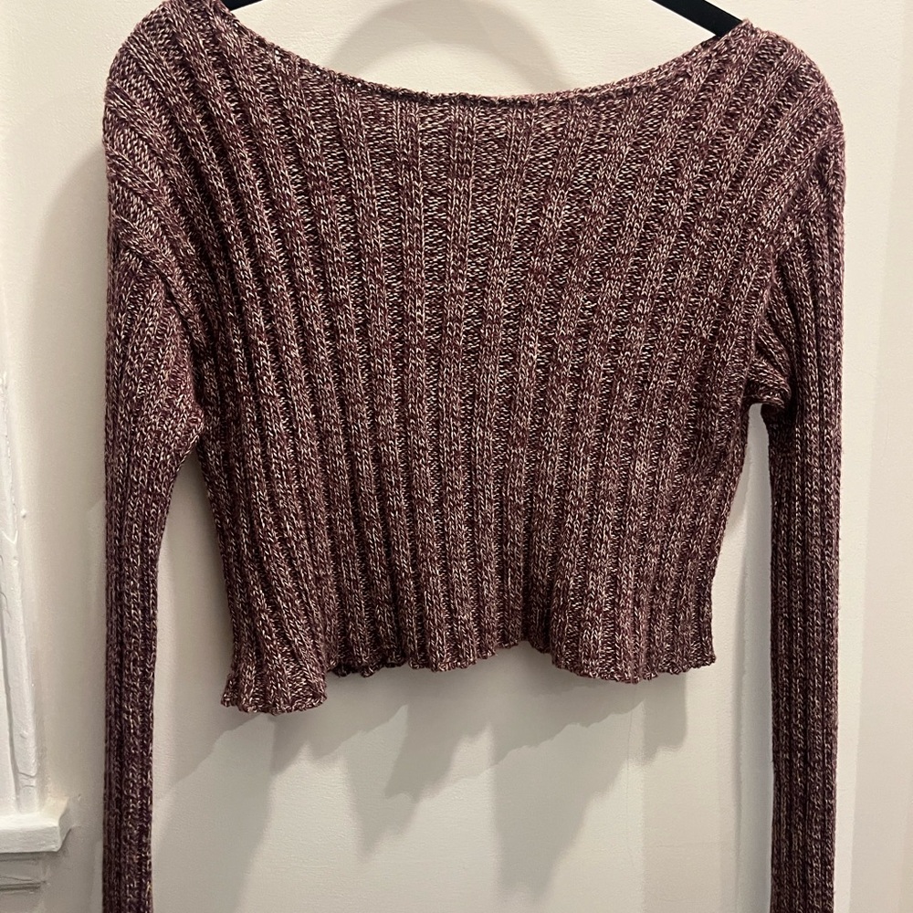 Women’s Cropped Ribbed Sweater in Mauve